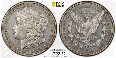 1893-S Morgan Silver Dollar $1 Coin - Certified PCGS XF45 Freshly Graded Cover