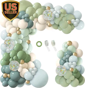 150Pcs Dusty Blue Green Balloon Garland Arch Kit, Ash Mist Green Haze Fog Blu... - Picture 1 of 1