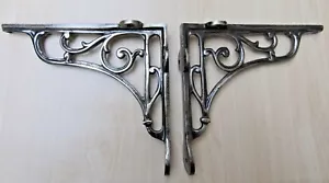 PAIR of VINTAGE CLASSIC OLD VICTORIAN SCROLL SHELF BRACKETS BRACKET CAST IRON - Picture 1 of 7