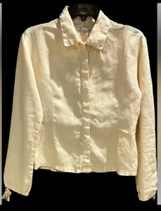 Mod-o-doc Button Down Shirt Yellow Linen Tie Sleeves Size 1 (Small) - Picture 1 of 5