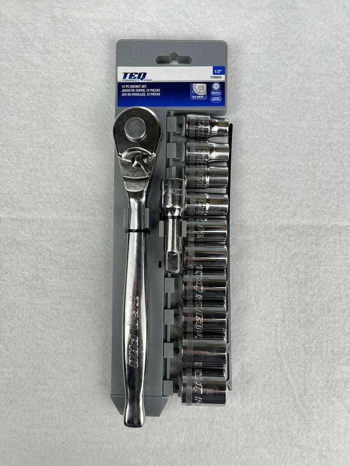 TEQ Correct TP8802A 1/2" Drive 12PC Pro Brand Ratchet Socket Set Metric - Image 1 of 1