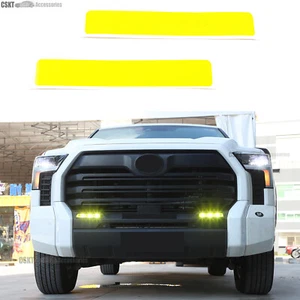 Yellow Pre-cut Front Fog Light Overlay Film Cover Vinyls Fits Tundra 2022-2025 - Picture 1 of 11
