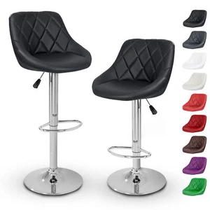 TRESKO 2 x Bar Stools Faux Leather Swivel Kitchen Lounge Breakfast Stool Chair - Picture 1 of 47