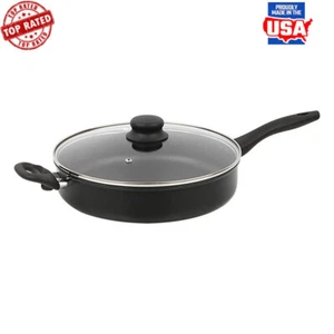4 Quart Antihaft Jumbo Herd Bratpfanne mit Glasdeckel Cool Touch Griff Neu - Bild 1 von 8