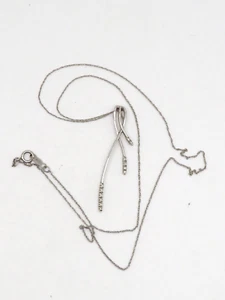 ABSTRACT LADIES 10k WHITE GOLD 21" ROPE CHAIN PENDANT w 12 SINGLE CUT DIAMONDS* - Picture 1 of 16