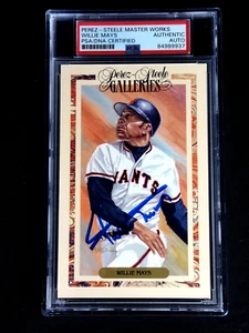 WILLIE MAYS PSA/DNA SIGNED PEREZ STEELE MASTER WORKS HOF POSTCARD #15 AUTOGRAPH - Picture 1 of 2