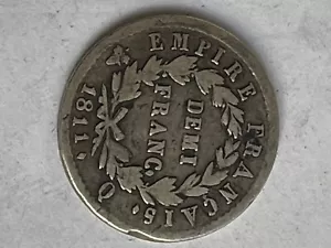 France Demi Franc 1/2 franc 1811 Q Perpignan Napoléon 1er rare silver coin - Picture 1 of 2