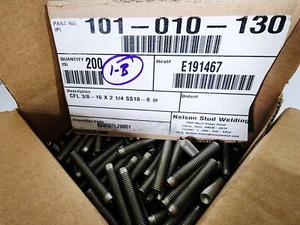200- Pernos de soldadura de acero inoxidable Nelson 101-010-130, CFL 3/8-16 x 2-1/4 SS18-8 - Imagen 1 de 2