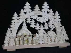 Schwibbogen el. Beleuchtet mit Kurrende in Natur b x h= 50x34cm NEU Lichterbogen - Picture 1 of 1