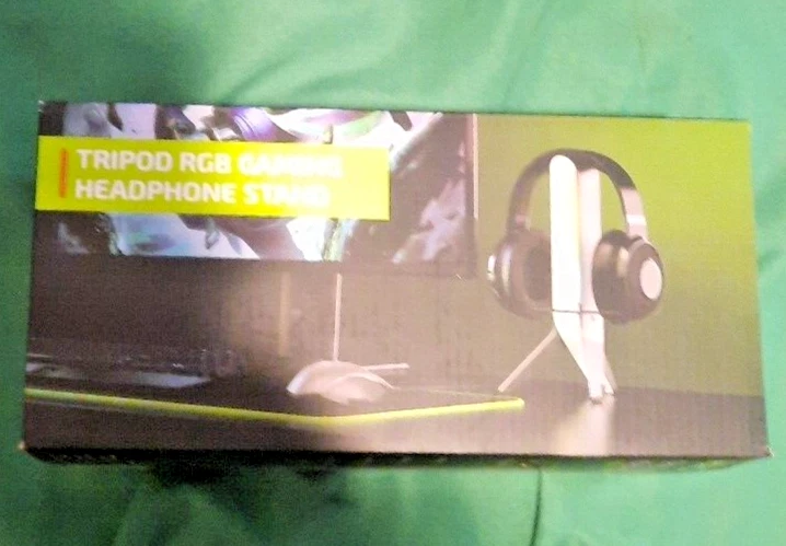 MINQ Tripod RGB Gaming Headphones Stand - White/Steel - MQHS-01