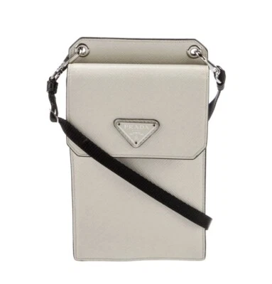 Prada Saffiano Leather Crossbody Neutral Mini Bag - Image 1 of 4