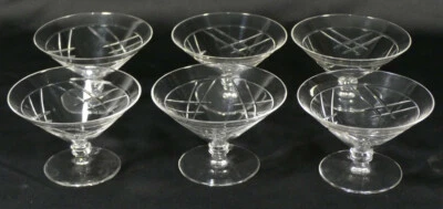 6 Coupes à Champagne Art Déco En Cristal Taillé, époque 1930 - Photo 1/4
