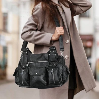 BAIGIO Vintage Damen Schultertasche Weiches Leder Große Umhängetasche Handtasche Tasche