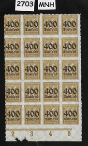 MNH Briefmarkenblock Aufdruck 400K über PF30 Sc 275 DDR 1923 #2703 - Bild 1 von 1