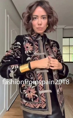 CHAQUETA DE TERCIOPELO BORDADA ZARA NUEVA MUJER ZW COLL FLORAL NEGRA XS-XL 6895/295/800 Foto 1 de 4