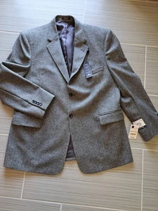 Stafford Men's Size 46R Black And White  Herringbone Blazer Jacket Lambswool NEW - Picture 1 of 11