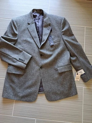 Stafford Men's Size 46R Black And White  Herringbone Blazer Jacket Lambswool NEW - Image 1 of 4