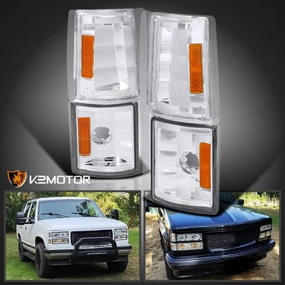Fits 1994-1998 GMC Yukon Sierra C/K C10 Clear Turn Signal Corner Lights Lamp 4PC Foto 1 de 4