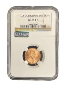 1995 Lincoln Penny NGC MS 69 RD Double Die Obverse Error - Picture 1 of 5
