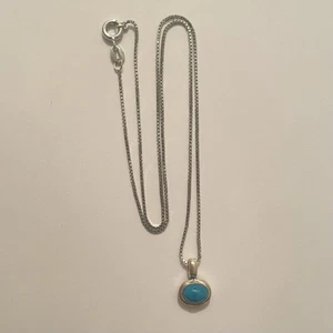 "Collar colgante turquesa plata esterlina 925 de colección 2,7 g 16"" cadena 1/2"" colgante" - Imagen 1 de 4