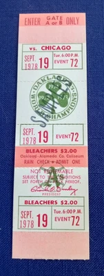 1978 Oakland Athletics A's Full Ticket Chicago White Sox Double Header - Image 1 of 2