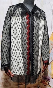 Upcycled Designer Knit Cardigan w/ Lace, Trim & Swarovski Crystals – L - Picture 1 of 23