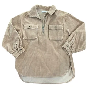 Zara Girls 13-14 Tan Brown Quarter Zip Corduroy Pullover Popover Jacket - Picture 1 of 7