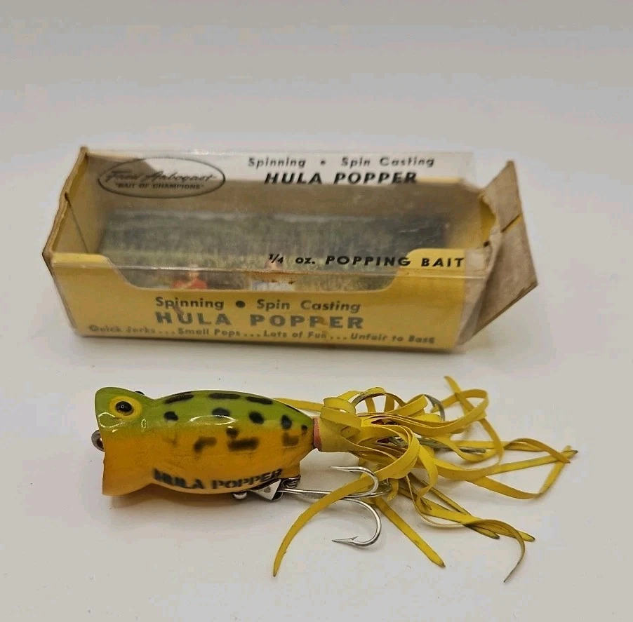 Señuelo de pesca ultraligero de colección Fred Arbogast HULA POPPER rana verde 1,25" Topwater Foto 1 de 3