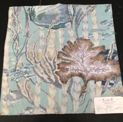 COWTAN & TOUT Maralago in Multi, Aqua 18" Linen Nautical Fabric Sample - Image 1 of 3
