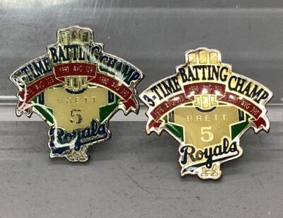 Vintage George Brett 3-Time Batting Champ Imprinted Products Pins - Lot Of Two - Image 1 of 4