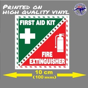 FIRST AID - FIRE EXTINGUISHER SAFETY STICKER 100mm decal - Picture 1 of 1