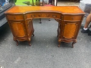 Antique Satinwood and Mahogany American Desk - Picture 1 of 7