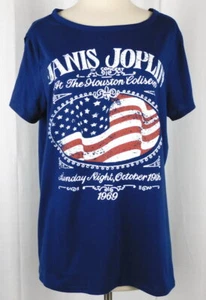 Janis Joplin Damen Konzert T-Shirt Houston Coliseum 1969 blau Schlitzärmel XL - Bild 1 von 8