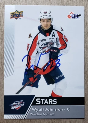 Wyatt Johnston Firmado 2022 Cubierta Superior CHL Automático RC Dallas Stars Autógrafo Novato Foto 1 de 2
