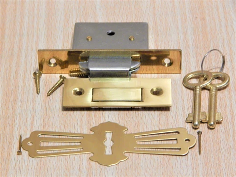 ROLL TOP DESK LOCK WITH SKELETON KEYS, SQUARE CORNERS Cover