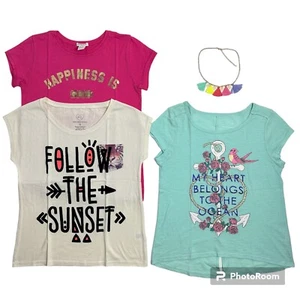 Girls 12 Lot PS Aeropostale Sunset Shirt Ocean Top Forever 21 Pink Tee Necklace - Picture 1 of 6
