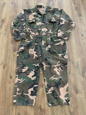 Vintage Winchester Camo Camoflage Treebark Hunting Suit Coveralls Mens Size XL  - Image 1 of 4