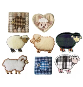 Habico Lamb Sheep Ram Gingham Tartan Wildlife Farm Animal Iron-On Motif Patch - Picture 1 of 16