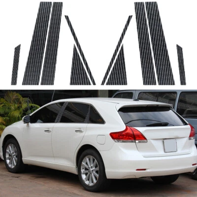 Cubierta de moldura de postes de pilar de ventana de fibra de carbono 10 piezas apta para Toyota Venza 2009-2015 Foto 1 de 4