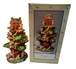 Vintage Easter Bunny Rabbit Treehouse Egg Tree Resin READ - Picture 1 of 12