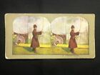 Antique Color Tinted Stereoview Card Photo Russian Cossack Uniform Sword Wagon