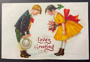 Love's Greeting Valentine printed embossed Ellen H Clapsaddle trimmed - Picture 1 of 2