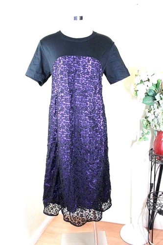 Abito piccolo Alexander McQueen MC Queen nero viola cotone S 40 4 5 6