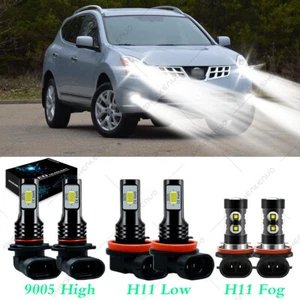 For Nissan Rogue 2008-2013 6000K LED Headlight Hi/Lo Beam + Fog Light Bulbs Kit - Picture 1 of 12