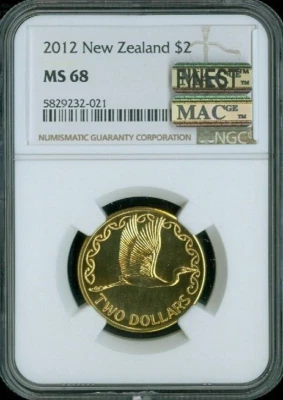 2012 New Zealand 2 Dollars $2 NGC MS68 MAC FINEST Quality - Image 1 of 2