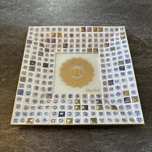 60er Jahre signiert Georges BRIARD blau weiß gold MOSAIK FLIESENTABLETT Mid Century MCM #BB - Bild 1 von 14