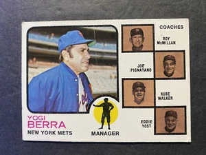 1973 Topps Baseball Yogi Berra New York Mets Card #257 Hall of Famer - Foto 1 di 2