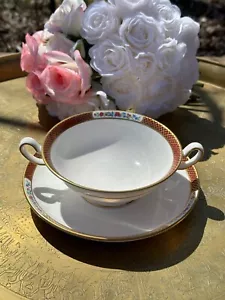 Spode Two Handle Soup Cup & Saucer RICHMOND Y8382 Bone China England - Picture 1 of 10
