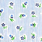 Vintage Cotton Fabric Blue White Green Florals Stripe BTHY Half Yard Dressmaking