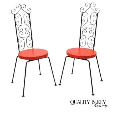 Sillas laterales vintage estilo Salterini de hierro forjado con desplazamiento por Tip Top - un par Foto 1 de 4